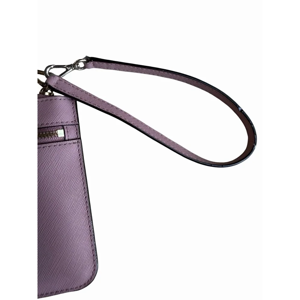 Kate Spade Lilac Mauve Wristlet Punch Out Gold Live Colorfully Keychain Included